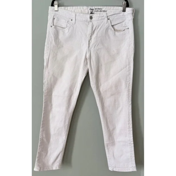 Gap Factory Mid-Rise Straight Leg Girlfriend Jeans Optic White Denim Size 14 - Picture 2 of 6